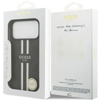 Guess 4G Printed Stripes MagSafe - Etui iPhone 17 Pro Max (czarny)