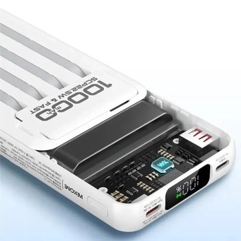 WEKOME WP-12 Tint Series - Power bank indukcyjny 10000 mAh MagSafe z wbudowanym kablem USB-C / Lightning / Micro USB / USB-A (Biały)