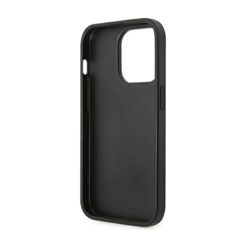 Guess Saffiano Metal Logo Stripes - Etui iPhone 14 Pro (czarny)