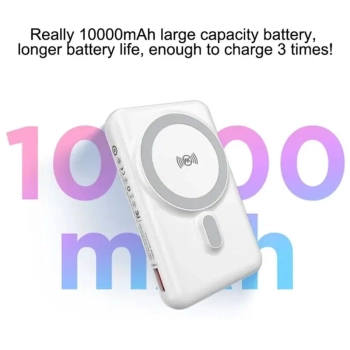 WEKOME WP-12 Tint Series - Power bank indukcyjny 10000 mAh MagSafe z wbudowanym kablem USB-C / Lightning / Micro USB / USB-A (Biały)