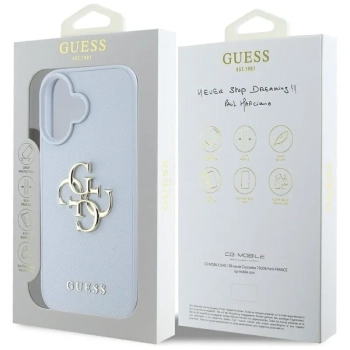 Guess Grained Big 4G Logo Small Classic Logo - Etui do iPhone 16 (niebieski)