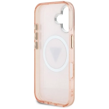 Guess IML Metal Glitter 4G Circle Triangle MagSafe - Etui do iPhone 16 (różowy)