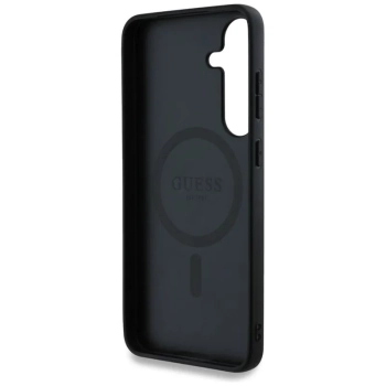 Guess Leather 4G Colored Ring Classic Logo MagSafe - Etui do Samsung Galaxy S25 (czarny)