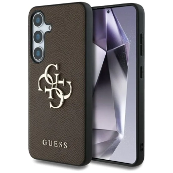 Guess Grained Big 4G Logo Small Classic Logo - Etui do Samsung Galaxy S25+ (brązowy)