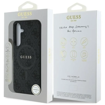 Guess Leather 4G Colored Ring Classic Logo MagSafe - Etui do Samsung Galaxy S25 (czarny)