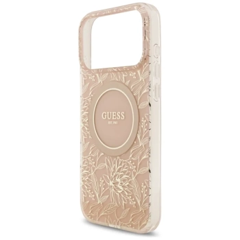 Guess IML Flowers Electro Pearl Strap MagSafe - Etui iPhone 17 Pro Max (różowy)