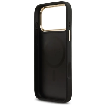 Guess Grained Strass Logo MagSafe - Etui iPhone 17 Pro Max (czarny)