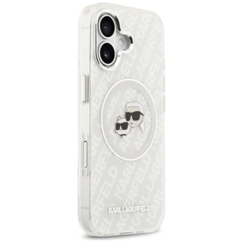 Karl Lagerfeld IML Glitter Karl & Choupette Heads Logo MagSafe - Etui iPhone 17 (szary)