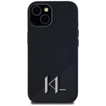 Karl Lagerfeld Silicone Shadow Metal Initial MagSafe - Etui do iPhone 15 (czarny)