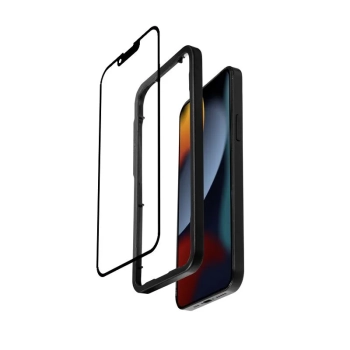 Crong Anti-Bacterial 3D Armour Glass - Szkło hartowane 9H na cały ekran iPhone 14 / iPhone 13 / iPhone 13 Pro + ramka instalacyjna