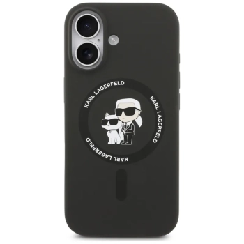 Karl Lagerfeld Silicone Karl & Choupette Ring MagSafe - Etui iPhone 17 (czarny)