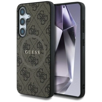 Guess Leather 4G Colored Ring Classic Logo MagSafe - Etui do Samsung Galaxy S25 (brązowy)