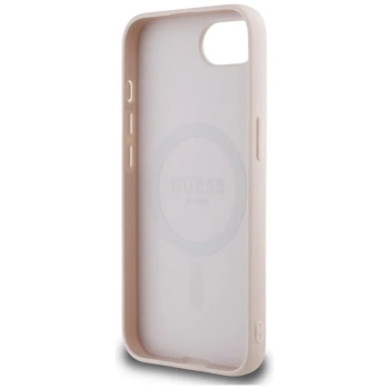 Guess Grained Ring MagSafe - Etui do iPhone 16e (różowy)