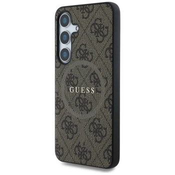 Guess Leather 4G Colored Ring Classic Logo MagSafe - Etui do Samsung Galaxy S25 (brązowy)
