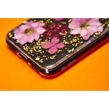 PURO Glam Hippie Chic Cover - Etui iPhone XR (prawdziwe płatki kwiatów zielone)