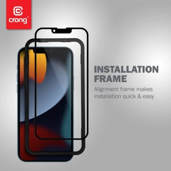 Crong Anti-Bacterial 3D Armour Glass - Szkło hartowane 9H na cały ekran iPhone 14 / iPhone 13 / iPhone 13 Pro + ramka instalacyjna