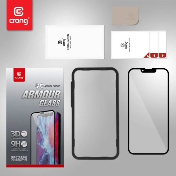Crong Anti-Bacterial 3D Armour Glass - Szkło hartowane 9H na cały ekran iPhone 14 / iPhone 13 / iPhone 13 Pro + ramka instalacyjna
