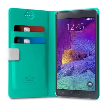 PURO Uniwallet Bi-Color - Uniwersalne etui obrotowe 360° z kieszonkami na karty, rozmiar XXL (biały)