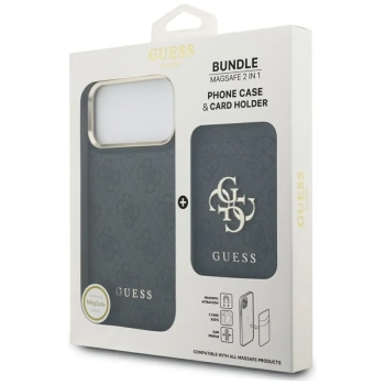 Guess Bundle Pack MagSafe 4G - Zestaw etui + portfel MagSafe do iPhone 17 Pro Max (czarny)
