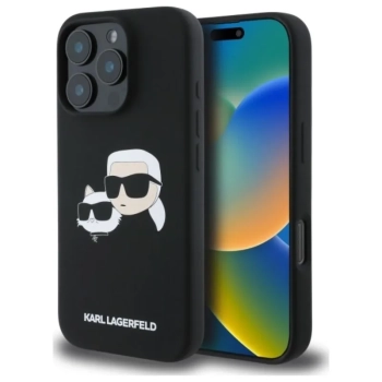 Karl Lagerfeld Silicone Double Heads Print MagSafe - Etui iPhone 16 Pro Max (czarny)