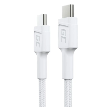 Green Cell PowerStream - Kabel Przewód USB-C - USB-C 30 cm Power Delivery 60W, QC 3.0 (biały)