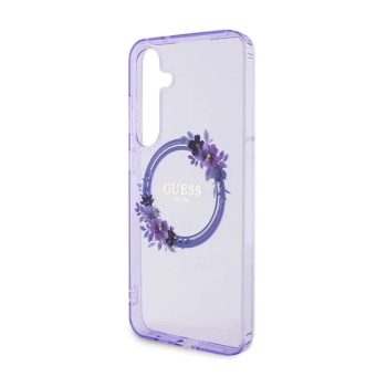 Guess IML Flowers Wreath MagSafe - Etui Samsung Galaxy S24+ (fioletowy)
