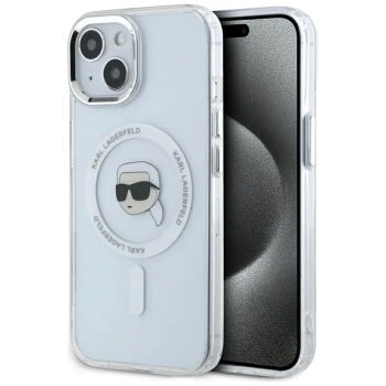 Karl Lagerfeld IML Metal Karl Head MagSafe - Etui do iPhone 15 (biały)