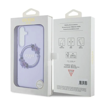 Guess IML Flowers Wreath MagSafe - Etui Samsung Galaxy S24+ (fioletowy)