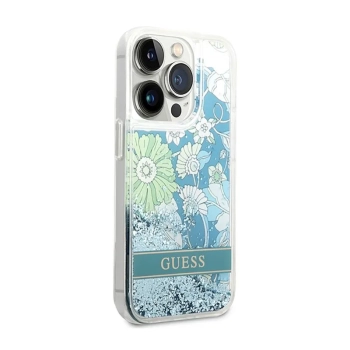 Guess Liquid Glitter Flower - Etui iPhone 14 Pro (zielony)