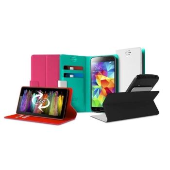 PURO Uniwallet Bi-Color - Uniwersalne etui obrotowe 360° z kieszonkami na karty, rozmiar XXL (biały)