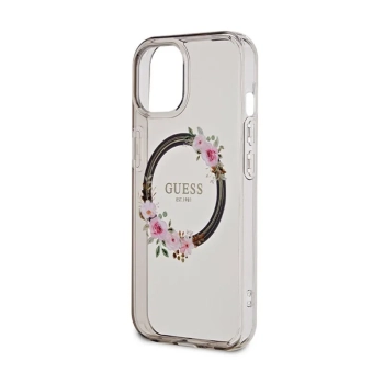 Guess IML Flowers Wreath MagSafe - Etui iPhone 15 (czarny)