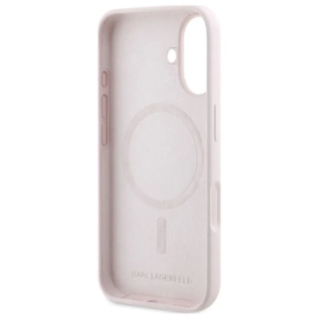 Karl Lagerfeld Silicone Double Heads Print MagSafe - Etui iPhone 16 (różowy)