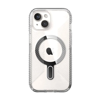 Speck Presidio Perfect-Clear Grip ClickLock & MagSafe - Etui iPhone 15 / iPhone 14 / iPhone 13 (Clear / Chrome Finish / Serene Silver)