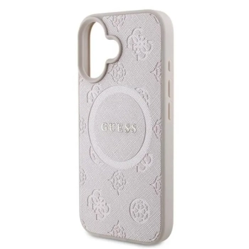 Guess Saffiano Peony Classic Logo MagSafe - Etui iPhone 16 Plus (różowy)