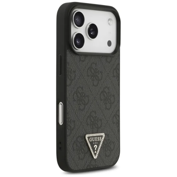 Guess Leather 4G Triangle Strass MagSafe - Etui iPhone 17 Pro (czarny)