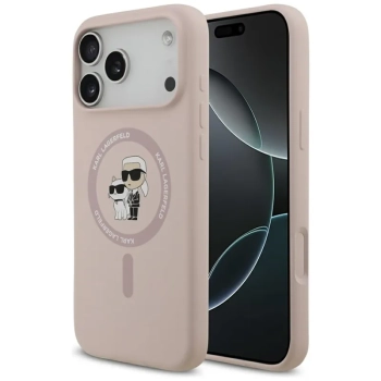 Karl Lagerfeld Silicone Karl & Choupette Ring MagSafe - Etui iPhone 17 Pro Max (różowy)