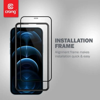 Crong Anti-Bacterial 3D Armour Glass - Szkło hartowane 9H na cały ekran iPhone 12 / iPhone 12 Pro + ramka instalacyjna