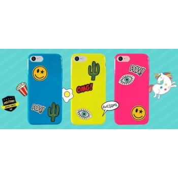 PURO Patch Mania - Etui Samsung Galaxy A3 (2017) w zestawie 5 naklejek (żółty)