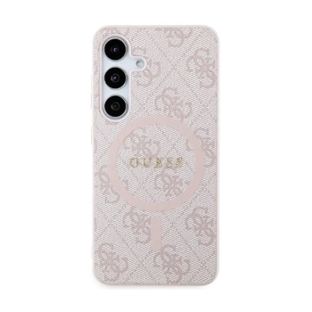 Guess 4G Collection Leather Metal Logo MagSafe - Etui Samsung Galaxy S24 (różowy)
