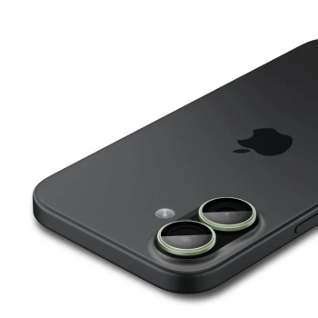 Spigen Optik Pro GLAS.TR EZ Fit Camera Protector 2-Pack - Szkło ochronne na obiektyw do iPhone 16 / 16 Plus / 17 (2 szt) (Green)