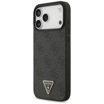 Guess Leather 4G Triangle Strass MagSafe - Etui iPhone 17 Pro Max (czarny)