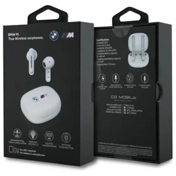 BMW Printed Logos - Słuchawki Bluetooth TWS ENC + etui ładujące (biały)