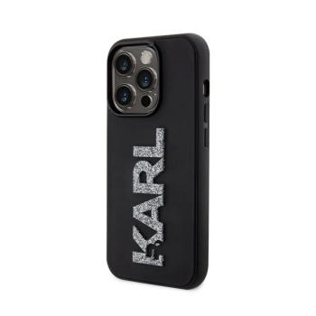 Karl Lagerfeld 3D Rubber Glitter Logo - Etui iPhone 15 Pro (czarny)