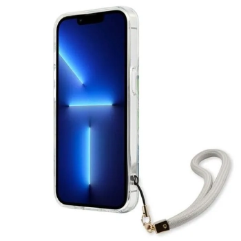 Guess Flower Cord - Etui ze smyczką iPhone 13 (Green)