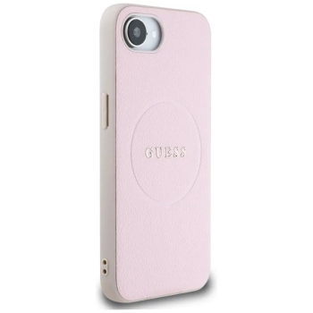 Guess Grained Ring MagSafe - Etui do iPhone 16e (różowy)