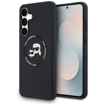 Karl Lagerfeld Silicone Karl & Choupette Heads MagSafe - Etui Samsung Galaxy S25 FE (czarny)