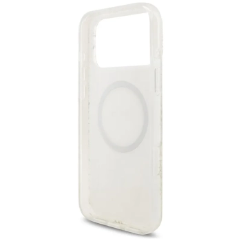 Guess IML Flowers Electro Pearl Strap MagSafe - Etui iPhone 17 Pro Max (biały)