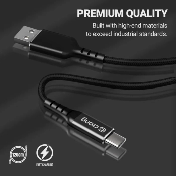 Crong Armor Link - Kabel 100W 5A USB-C do USB-C Fast Charging 120cm (czarny)