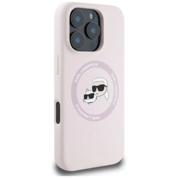 Karl Lagerfeld Silicone Double Heads And Circle MagSafe - Etui do iPhone 16 Pro (różowy)