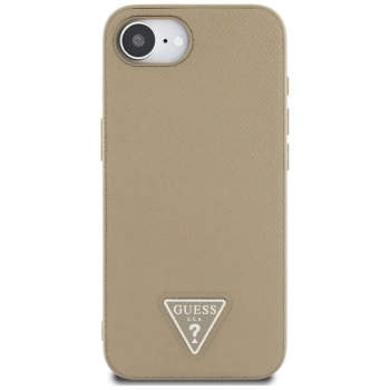 Guess Grained Triangle MagSafe - Etui do iPhone 16e (brązowy)